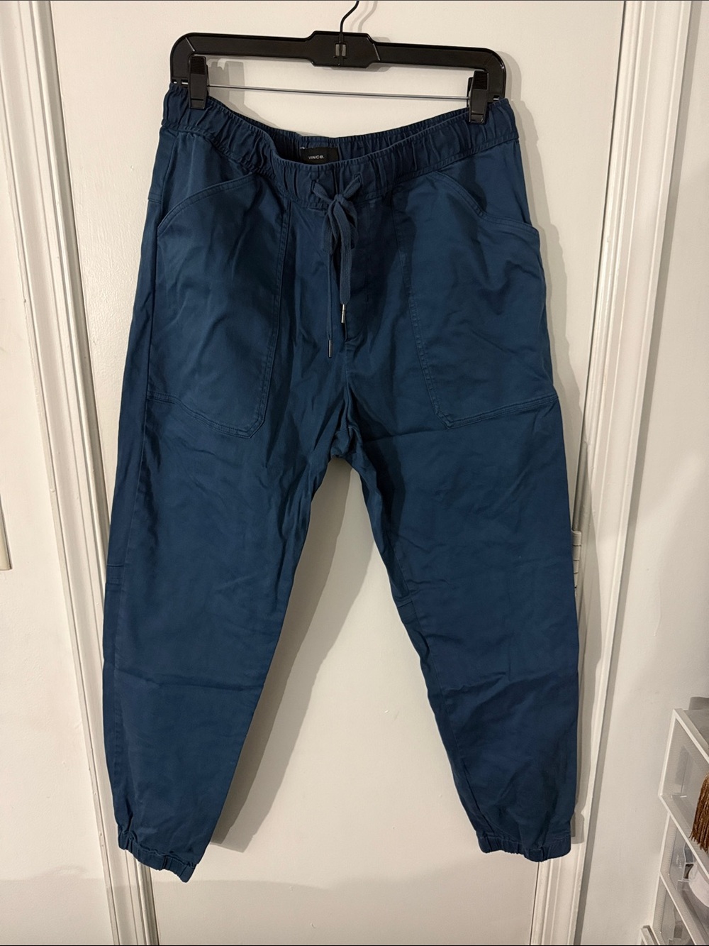 Vince Men's Garment Dye Canvas Jogger L BLUE